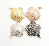 CZ Micro Pave Flower Pendant/Charm,Cubic Zirconia Paved Charm, Necklace Bracelet Charm Pendant, 23x25mm,sku#F493