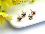 CZ Micro Pave Stud Earring Wires, Goldfish Shape Earrings, Colorful CZ micro pave earrings, 8x8mm, sku#J85