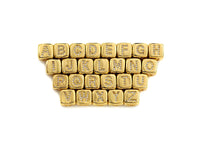 8.5mm Cube Gold/Rose Gold/Silver Alphabet CZ Micro Pave Large Hol