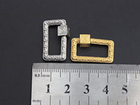 Engraved Rectangle Shape Clasp, CZ Pave Clasp, Gold/Silver/Rose Gold/Gunmetal Carabiner Clasp, 14x23mm, sku#H210