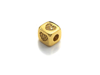 CZ Micro Pave Heart Cube Spacer Beads, Cubic Zirconia Cube Spacer Beads, Gold/Silver Tone, 8.5mm, sku#Z809