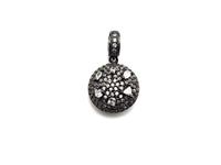 CZ Micro Pave Round Coin Shape Pendant/Charm, Round Cubic Zirconia Pendant, Silver/Gold/Rose Gold/Black Tone, 14x24mm,Sku#Z839