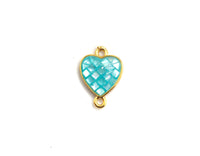 100% Natural Shell Aqua Blue Heart Shape Connector, Gold/Silver Plated, Natural Shell Beads, 10x14mm,SKU#Z275