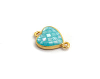 100% Natural Shell Aqua Blue Heart Shape Connector, Gold/Silver Plated, Natural Shell Beads, 10x14mm,SKU#Z275