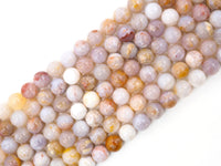 Natural Smooth/Faceted Round Pink/Blush Mix of Agate beads, 6mm/8mm/10mm/12mm Natural Gemstone beads,Agate Beads, 15.5inch strand, SKU#U240