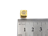 CZ Micro Pave Heart Cube Spacer Beads, Cubic Zirconia Cube Spacer Beads, Gold/Silver Tone, 8.5mm, sku#Z809