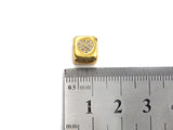 CZ Micro Pave Heart Cube Spacer Beads, Cubic Zirconia Cube Spacer Beads, Gold/Silver Tone, 8.5mm, sku#Z809
