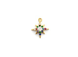 Colorful CZ North Star charm,  Star charm, Sku#B105