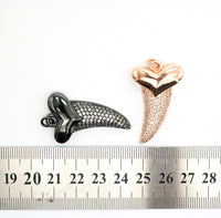 CZ Micro Pave Horn With Heart Pendant/Charm,Cubic Zirconia Paved Charm, Necklace Bracelet Charm Pendant, 22x37mm,sku#F513
