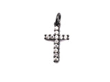 CZ Clear/Black Micro Pave Cross Pendant, CZ Pave Cross Charm, Gold/Rose Gold/Silver/Gunmetal plated, 9x16mm, Sku#F795