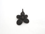 Black CZ Pave On Black Micro Pave Flower Charm Beads, Cubic Zirconia Paved Flower Charm,28x29/36x37mm, sku#F542