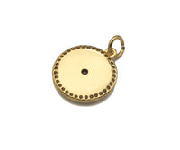 CZ Micro Pave Star On Round Coin Shape Pendant, Gold/Silver Plated Jewelry, Necklace Bracelet Charm Pendant, 14x16mm,sku#F1214