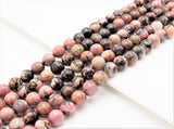 Natural Smooth Round Rhodonite beads, 6mm/8mm/10mm/12mm Natural Gemstone beads, Natural Rhodonite Beads, 15.5inch strand, SKU#U300