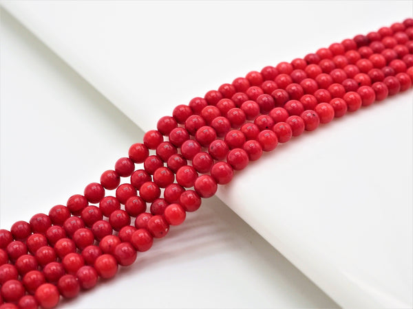 Smooth Round Red Coral beads, Sku#U281