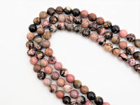 Natural Smooth Round Rhodonite beads, 6mm/8mm/10mm/12mm Natural Gemstone beads, Natural Rhodonite Beads, 15.5inch strand, SKU#U300