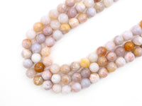 Natural Smooth/Faceted Round Pink/Blush Mix of Agate beads, 6mm/8mm/10mm/12mm Natural Gemstone beads,Agate Beads, 15.5inch strand, SKU#U240