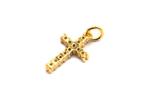 CZ Clear/Black Micro Pave Cross Pendant, CZ Pave Cross Charm, Gold/Rose Gold/Silver/Gunmetal plated, 9x16mm, Sku#F795