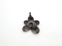 Black CZ Pave On Black Micro Pave Flower Charm Beads, Cubic Zirconia Paved Flower Charm,28x29/36x37mm, sku#F542
