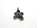 Black CZ Pave On Black Micro Pave Flower Charm Beads, Cubic Zirconia Paved Flower Charm,28x29/36x37mm, sku#F542