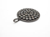 40mm Large CZ Micro Pave Filigree Round Disc Pendant, Cubic Zirconia Rose Gold/Silver/Black Focal Pendant, sku#F545