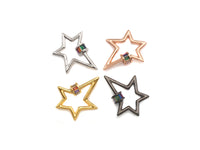 Baguette CZ Micro pave Star Shape Clasp, CZ Pave Clasp, Gold/Silver/Rose Gold/Gunmetal Carabiner Clasp, 20x27mm, sku#H213