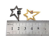 Baguette CZ Micro pave Star Shape Clasp, CZ Pave Clasp, Gold/Silver/Rose Gold/Gunmetal Carabiner Clasp, 20x27mm, sku#H213