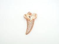 CZ Micro Pave Horn With Heart Pendant/Charm,Cubic Zirconia Paved Charm, Necklace Bracelet Charm Pendant, 22x37mm,sku#F513