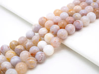 Natural Smooth/Faceted Round Pink/Blush Mix of Agate beads, 6mm/8mm/10mm/12mm Natural Gemstone beads,Agate Beads, 15.5inch strand, SKU#U240