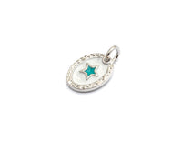 NEW DESIGN Pave CZ Enamel Oval With Star Charm, Designer Enamel Pendant,Enamel Oval Pendant, Oil Drop jewelry Findings,9x12mm,sku#Z254