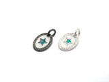 NEW DESIGN Pave CZ Enamel Oval With Star Charm, Designer Enamel Pendant,Enamel Oval Pendant, Oil Drop jewelry Findings,9x12mm,sku#Z254