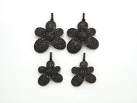 Black CZ Pave On Black Micro Pave Flower Charm Beads, Cubic Zirconia Paved Flower Charm,28x29/36x37mm, sku#F542