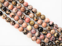 Natural Smooth Round Rhodonite beads, 6mm/8mm/10mm/12mm Natural Gemstone beads, Natural Rhodonite Beads, 15.5inch strand, SKU#U300