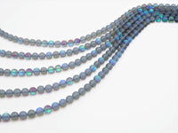 Gray Spectrolite Quartz Matte, Aura Gray Blue Crystal Round 6mm/8mm/10mm/12mm beads, Manmade Moonstone, 15.5inch strand, SKU#U291