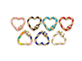 Colorful Enamel Pave Heart Shape Clasp, Gold Carabiner Heart Clasp, 29mm, sku#H214