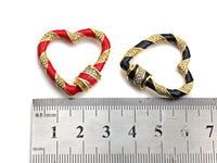 Colorful Enamel Pave Heart Shape Clasp, Gold Carabiner Heart Clasp, 29mm, sku#H214