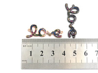 Rainbow CZ Micro Pave Love Letter Connector, Cubic Zirconia Love Pave Connector, Pave Connector, 12x34mm,sku# E420