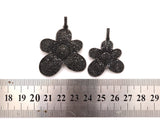 Black CZ Pave On Black Micro Pave Flower Charm Beads, Cubic Zirconia Paved Flower Charm,28x29/36x37mm, sku#F542