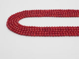 Red Coral Faceted Round Beads, Sku#U282