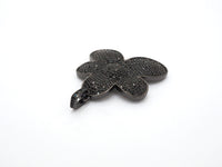 Black CZ Pave On Black Micro Pave Flower Charm Beads, Cubic Zirconia Paved Flower Charm,28x29/36x37mm, sku#F542