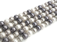 Natural Mother of Pearl White Black Gray Round Faceted beads, 8mm/10mm/12mm Mixed MOP Pearl Beads,15.5inch strand, SKU#T137