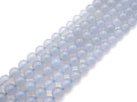 Top Quality Blue Chalcedony Round Smooth Beads, 6mm/8mm/10mm Natural High Polished Chalcedony, 15.5'' Full Strand, Sku#U1014
