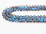 Gray Spectrolite Quartz Matte, Aura Gray Blue Crystal Round 6mm/8mm/10mm/12mm beads, Manmade Moonstone, 15.5inch strand, SKU#U291