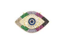 Rainbow Clear CZ Micro Pave Evil Eye Pendant, Cubic Zirconia Pendant,25x40mm, sku#F707