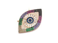 Rainbow Clear CZ Micro Pave Evil Eye Pendant, Cubic Zirconia Pendant,25x40mm, sku#F707