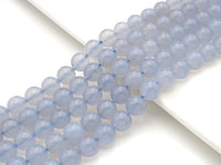 Top Quality Blue Chalcedony Round Smooth Beads, 6mm/8mm/10mm Natural High Polished Chalcedony, 15.5'' Full Strand, Sku#U1014