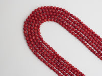 Red Coral Faceted Round Beads, Sku#U282
