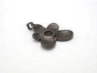 Black CZ Pave On Black Micro Pave Flower Charm Beads, Cubic Zirconia Paved Flower Charm,28x29/36x37mm, sku#F542