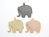 CZ Micro Pave Large Elephant Pendant/Focal,Cubic Zirconia Paved Charm, Necklace Bracelet Charm Pendant, 32x35mm, sku#F520