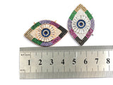 Rainbow Clear CZ Micro Pave Evil Eye Pendant, Cubic Zirconia Pendant,25x40mm, sku#F707