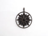 40mm Large CZ Micro Pave Hollow out Flower Round Disc Pendant, Cubic Zirconia Rose Gold/Gold/Silver/Black Focal Pendant, 46x43mm, F546C
